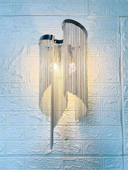 Post-Modern Extra Large Stainless Steel Tassel Wall Lamp