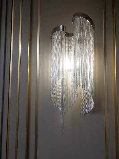 Post-Modern Extra Large Stainless Steel Tassel Wall Lamp