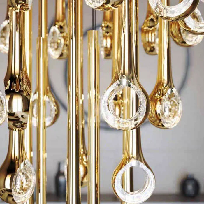 Modern Floating Long Gold Pendant Celing Chandelier for Living Room/High-ceiling