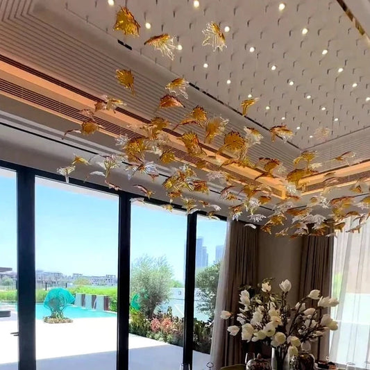 Custom Maple Leaf Chandelier For Villas/Banquet Hall/Hotel Lobby