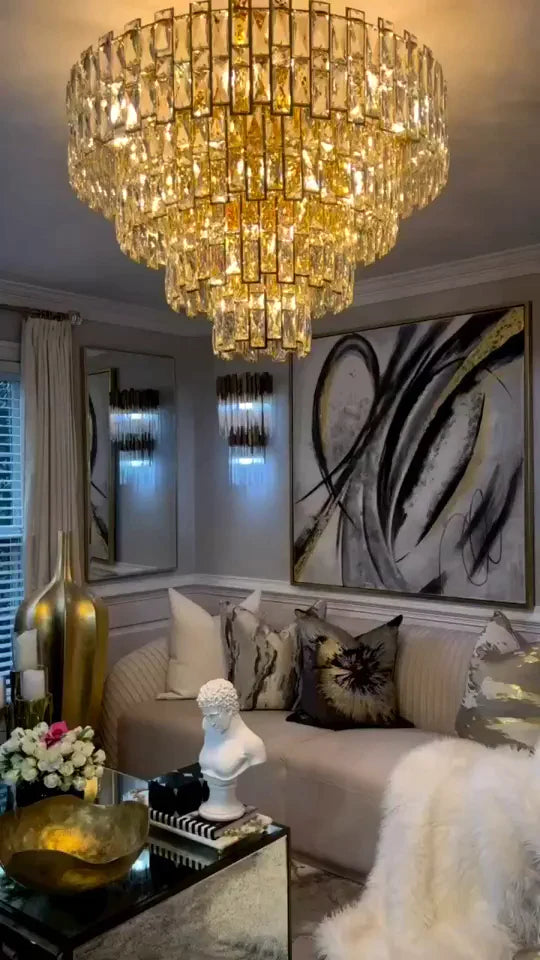 Multi-tiered Crystal Flake Chandelier for Bedroom/Living Room/Dining Room