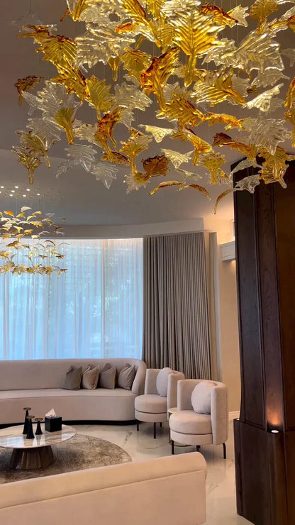 Custom Maple Leaf Chandelier For Villas/Banquet Hall/Hotel Lobby