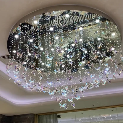 Light Luxury Art Design Round Flush Mount Butterfly Chandelier