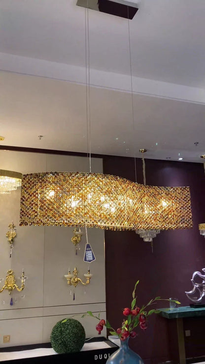 Italian Modern Light Luxury Round/Wavy Crystal Chandelier Decorative Light Fixture For Living Room/Dining Room