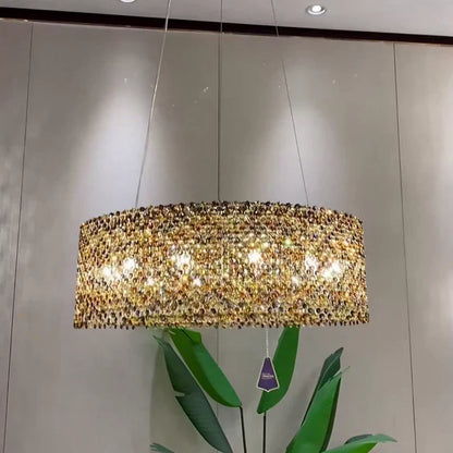 Italian Modern Light Luxury Round/Wavy Crystal Chandelier Decorative Light Fixture For Living Room/Dining Room