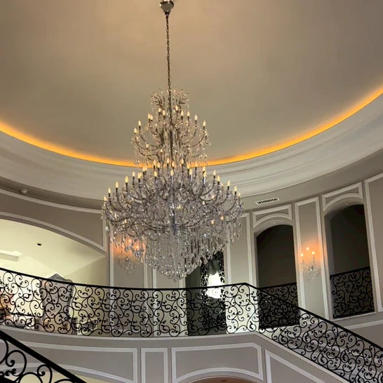 Traditional Clear White Candle Crystal Chandelier for Staircase/Foyer/Living Room/Villa