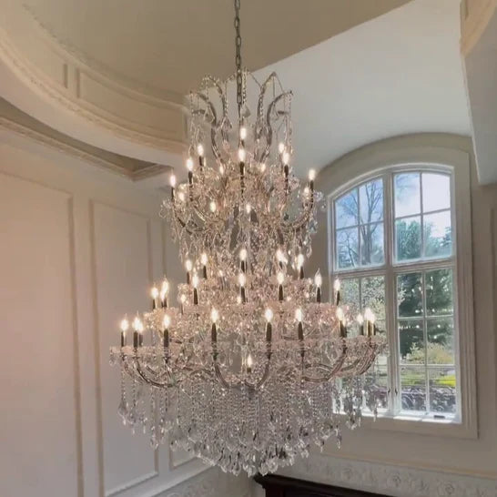 Traditional Clear White Candle Crystal Chandelier for Staircase/Foyer/Living Room/Villa