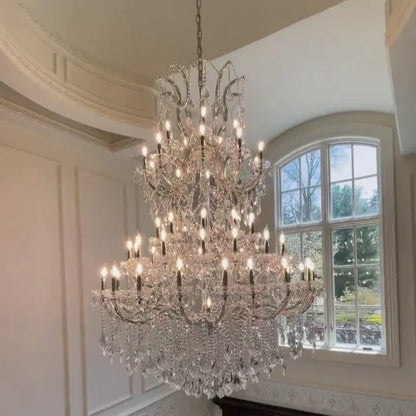 Traditional Clear White Candle Crystal Chandelier for Staircase/Foyer/Living Room/Villa