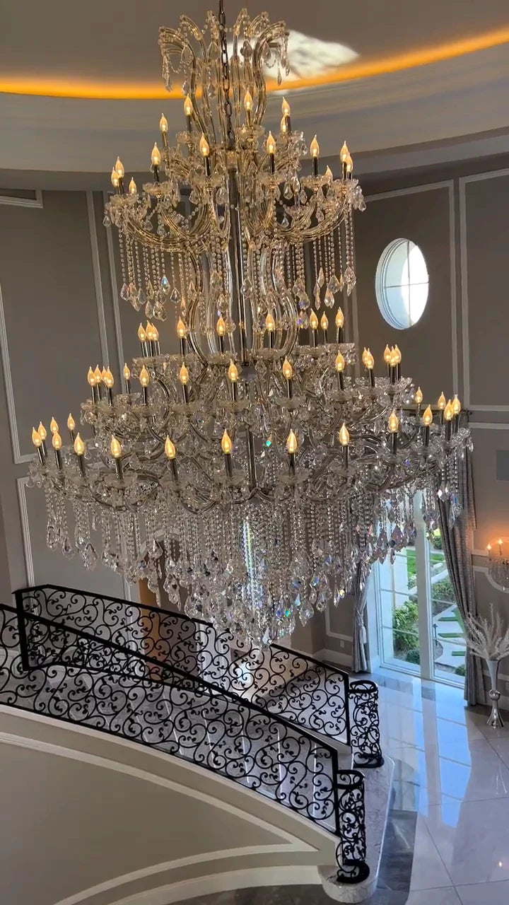 Traditional Clear White Candle Crystal Chandelier for Staircase/Foyer/Living Room/Villa