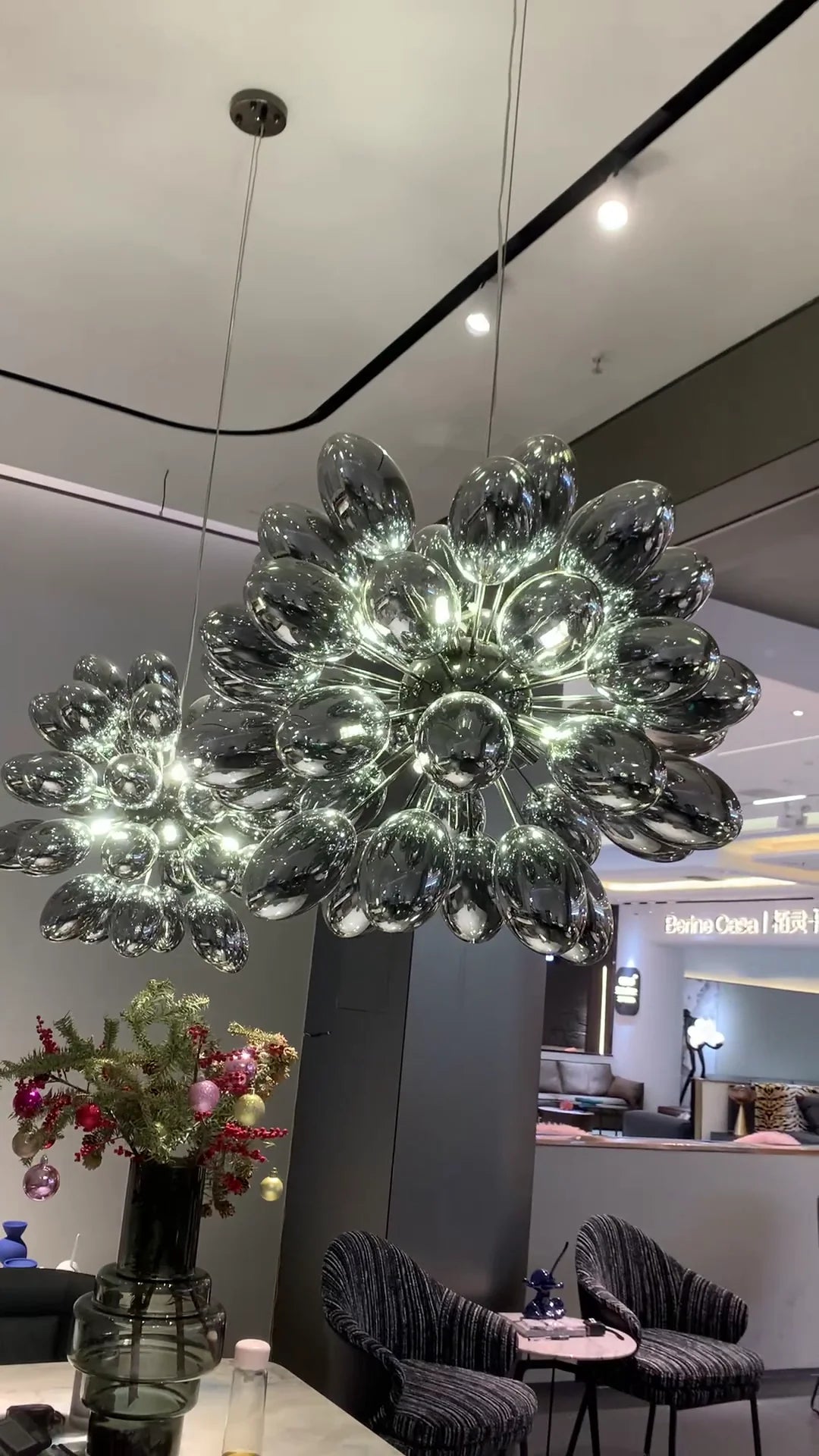 Creative Black Grape Glass Chandelier for Bar/Dining/Living Room/Kitchen Island