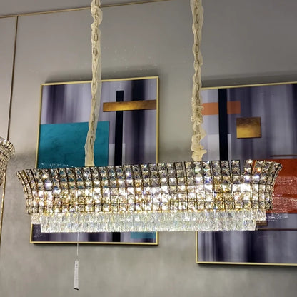 New Luxury Creative Multi-tiered Crystal Chandelier in Champagne Gold Finish for Living/Dining Room/Staircase/Foyer