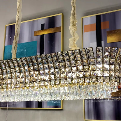 New Luxury Creative Multi-tiered Crystal Chandelier in Champagne Gold Finish for Living/Dining Room/Staircase/Foyer