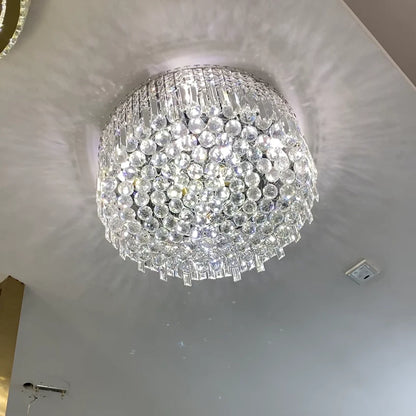 Light Luxury Round Flush Mount Crystal Chandelier