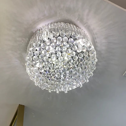 Light Luxury Round Flush Mount Crystal Chandelier