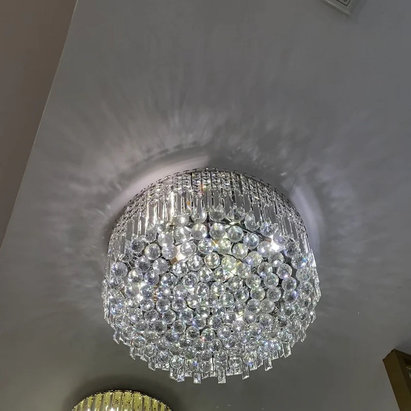 Light Luxury Round Flush Mount Crystal Chandelier