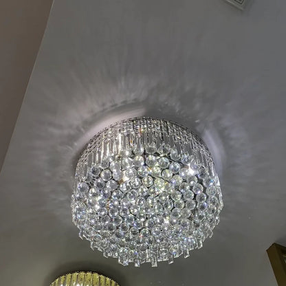 Light Luxury Round Flush Mount Crystal Chandelier