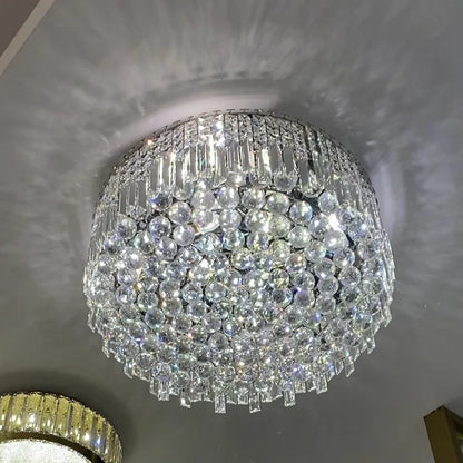 Light Luxury Round Flush Mount Crystal Chandelier