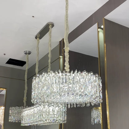 Modern Luxury Round/Rectangle Ice Crystal Chandelier in Chrome Finish for Living/Dining Room/Bedroom