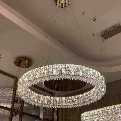 Light Luxury Round/Oval Spliced Crystal Chandelier for Living/Dining Room/Kitchen Island