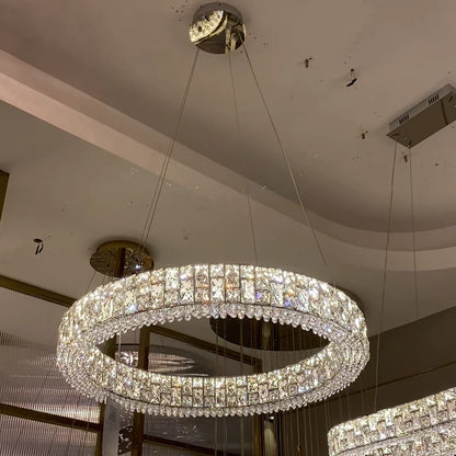 Light Luxury Round/Oval Spliced Crystal Chandelier for Living/Dining Room/Kitchen Island