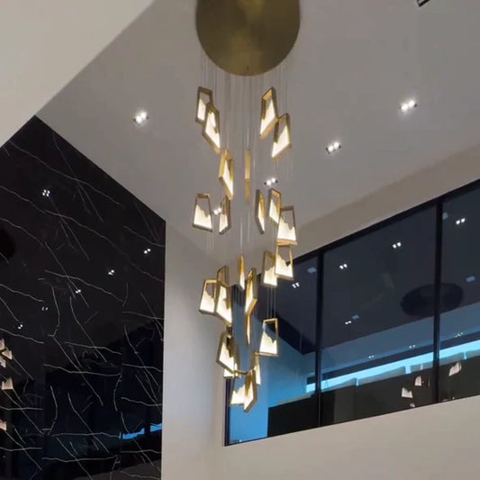 Modern Light Luxury Marble Chandelier in Gold Finish