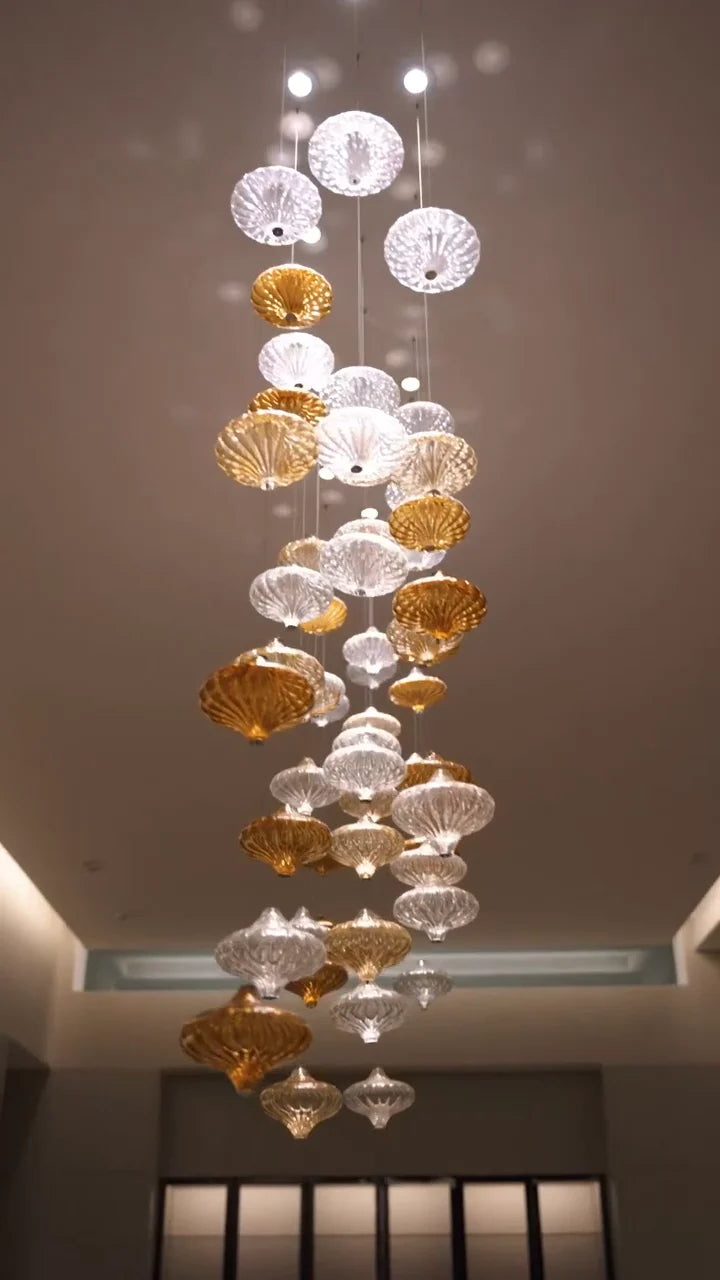 Custom Creative Art Design Lanterns Glass Floating Chandelier for Staircase/Foyer/Villa/Living room