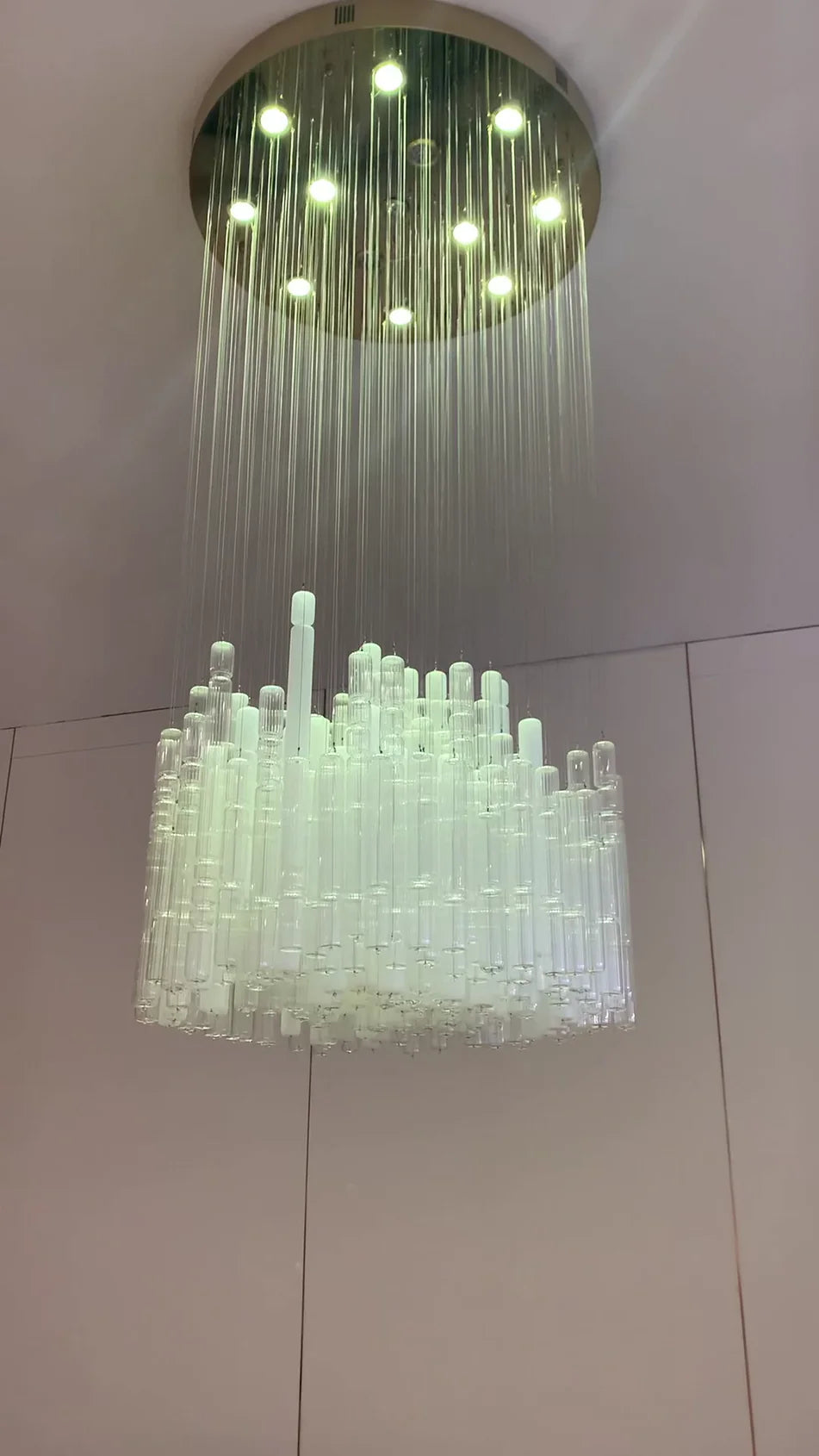 Modern Creative Art Design White&Transparent Tube Chandelier for Staircase/Foyer/Living Room