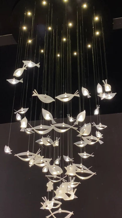 Modern Floating Acrylic Fish Chandelier for Staircase/Foyer/Living Room