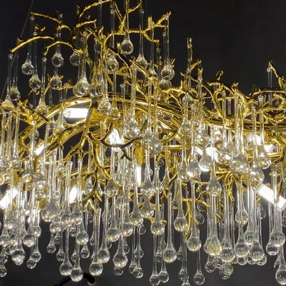 Luxury Gold Crystal Raindrop Chandelier for Dining Room/Kitchen Island