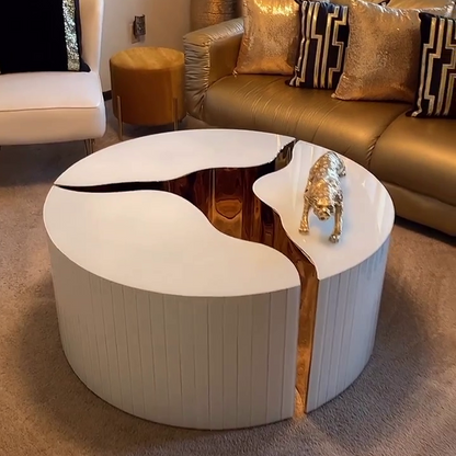 Luxury Gold Crackle 3-Piece Round Coffee Table