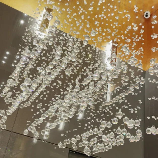 Floating Crystal Raindrop Chandelier for Staircase/Foyer/Living Room/Entryway