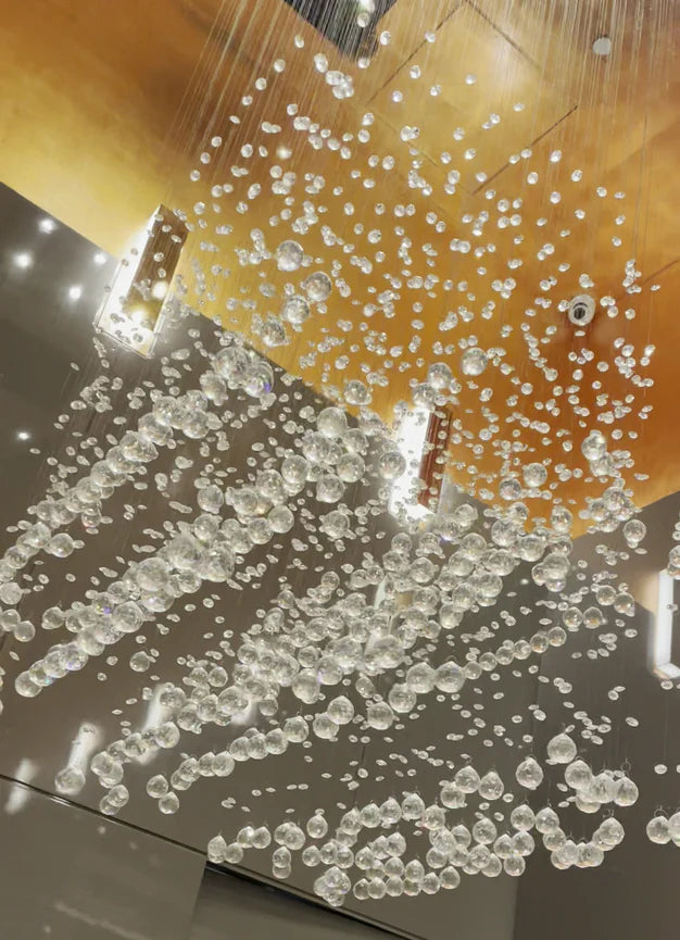 Floating Crystal Raindrop Chandelier for Staircase/Foyer/Living Room/Entryway