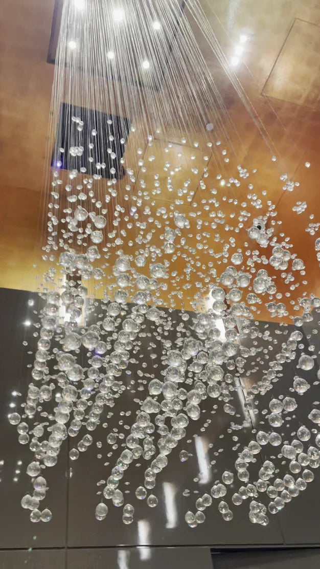 Floating Crystal Raindrop Chandelier for Staircase/Foyer/Living Room/Entryway