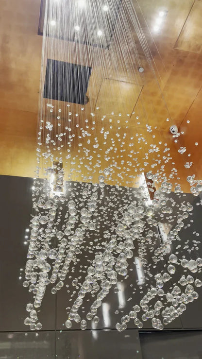 Floating Crystal Raindrop Chandelier for Staircase/Foyer/Living Room/Entryway