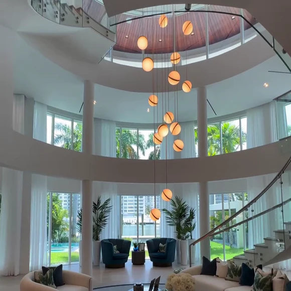 Modern Floating Acrylic Balls Chandelier for Staircase/Foyer/Entryway/Living Room