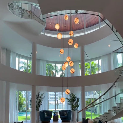 Modern Floating Acrylic Balls Chandelier for Staircase/Foyer/Entryway/Living Room