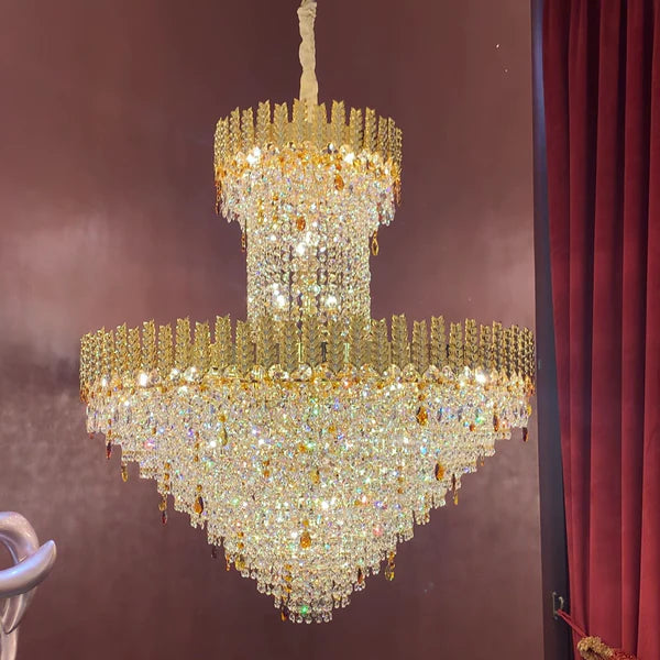 Luxury Golden Wheat Crystal Chandelier for Living Room/Staircase/Foyer