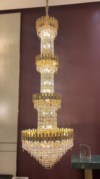 Luxury Golden Wheat Crystal Chandelier for Living Room/Staircase/Foyer