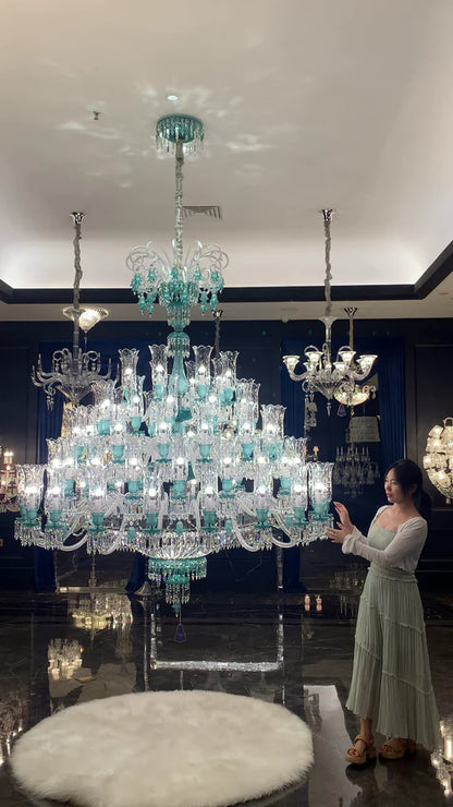 Luxury Classic Candle Light Tiffany Green Crystal Chandelier for Living Room/Staircase/Foyer