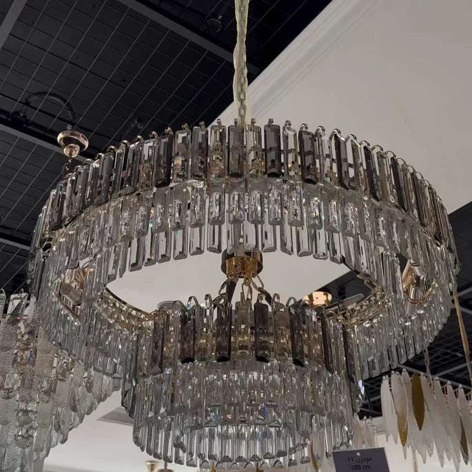 Modern Light Luxury 2-Tier Round Crystal Chandelier