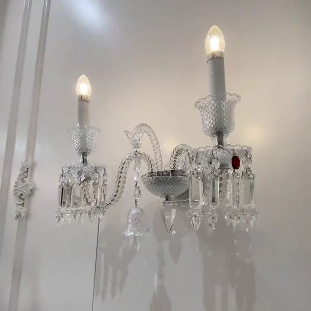 Luxury 2-Arm Candle Light Crystal Wall Light