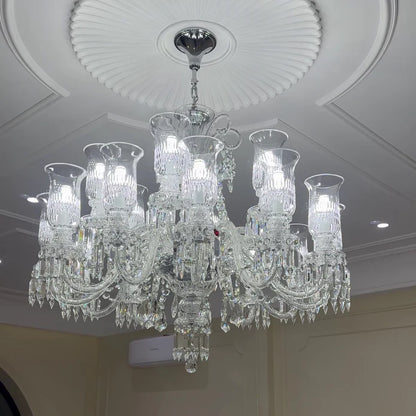 Luxury Elegant Floral Lampshade Crystal Chandelier for Low-ceiling/Apartment