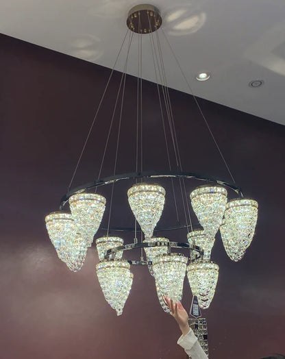 Modern Light Luxury 2-Tier Conch Crystal Chandelier