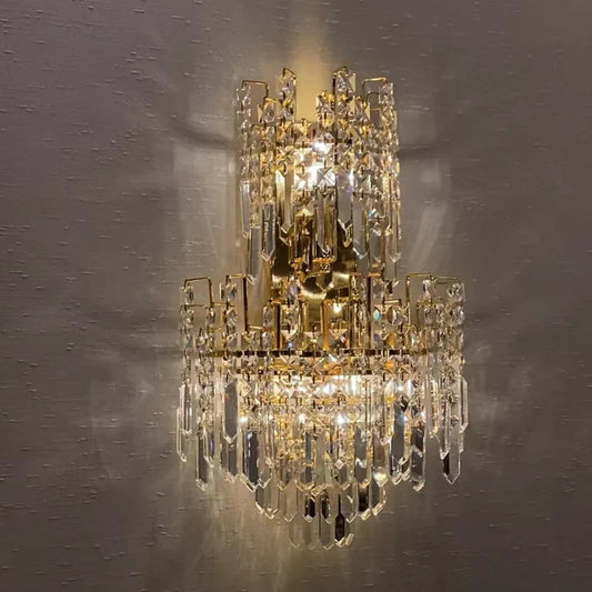 Modern Tiered Crystal Wall Lamp