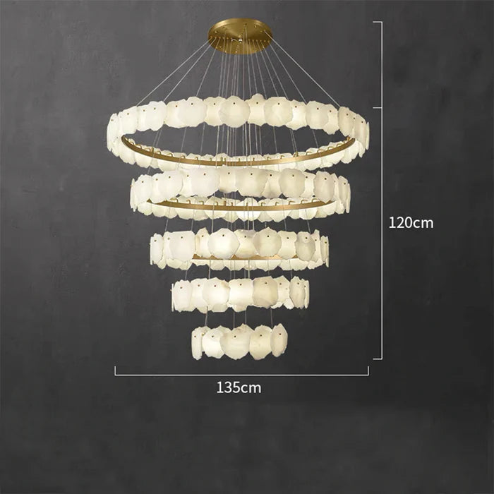 Modern Multi-layer White Alabaster Chandelier for Staircase/Foyer