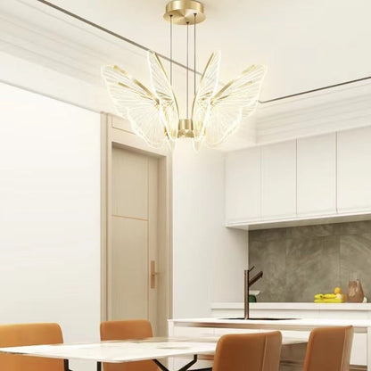 Butterfly Pendants Acrylic Led Light Fixtures For Dining Room