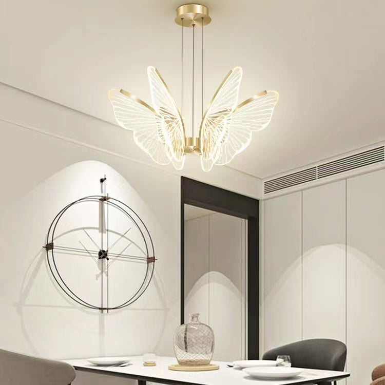 Butterfly Pendants Acrylic Led Light Fixtures For Dining Room