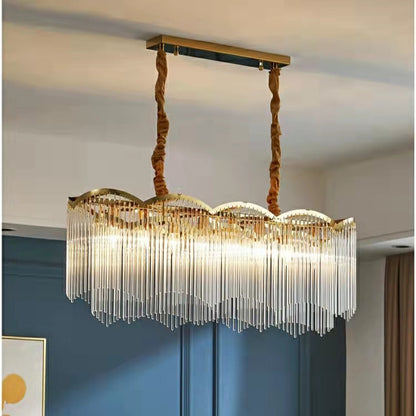 Elegant Lighting Chandelier Cheap Linear Crystal Glass Lamp For Living/ Dining Room