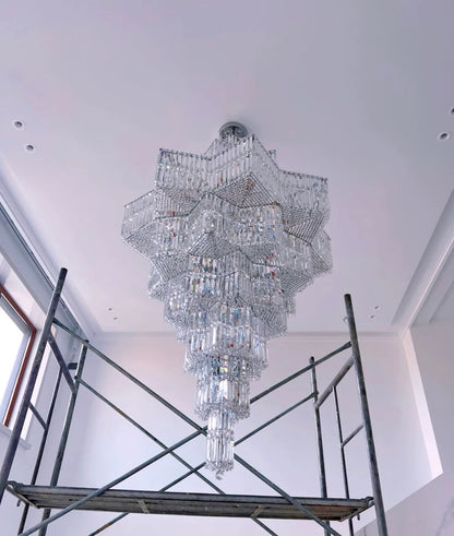 Luxury Extra Large Plaza Multi-Tier Crystal Chandelier For  Hotel Hall / 2 Story Foyer / High Ceiling Living Room