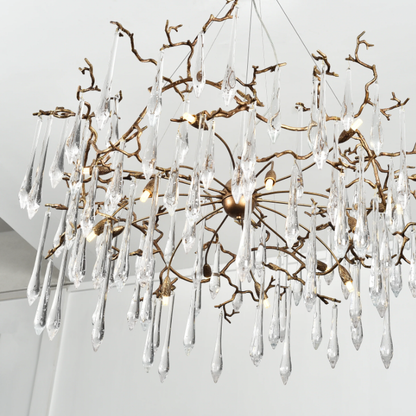 Extra Large Modern Luxury Brass Branch Crystal Pendant Chandelier for Living/Dining Room